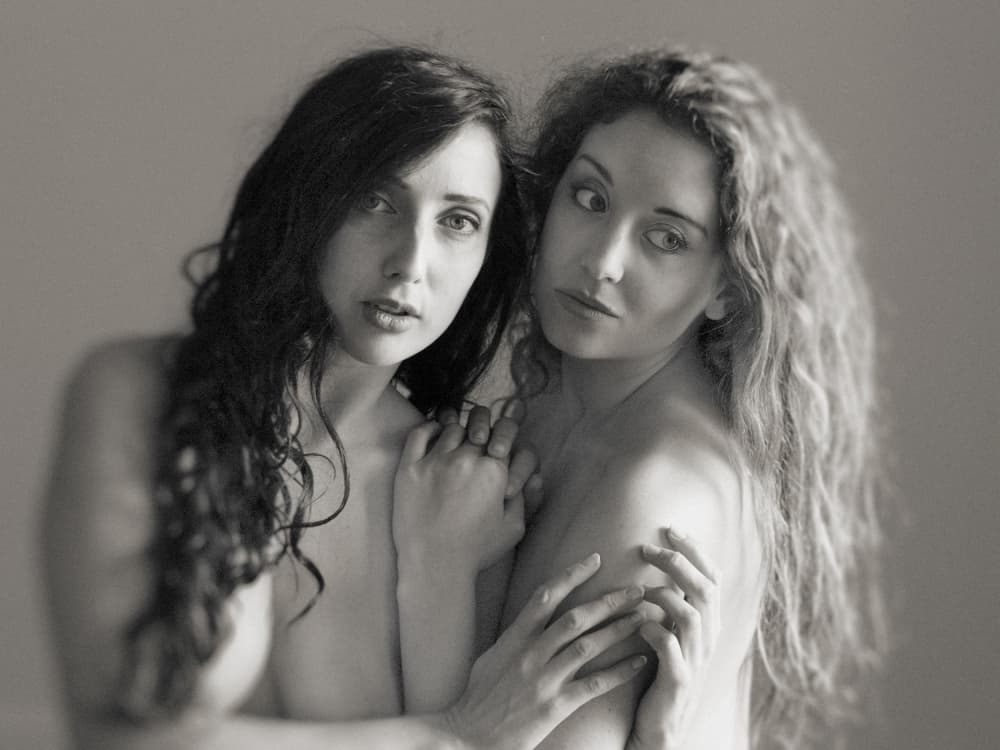 Two Women's Embrace by Mel Brackstone — canvas wall art