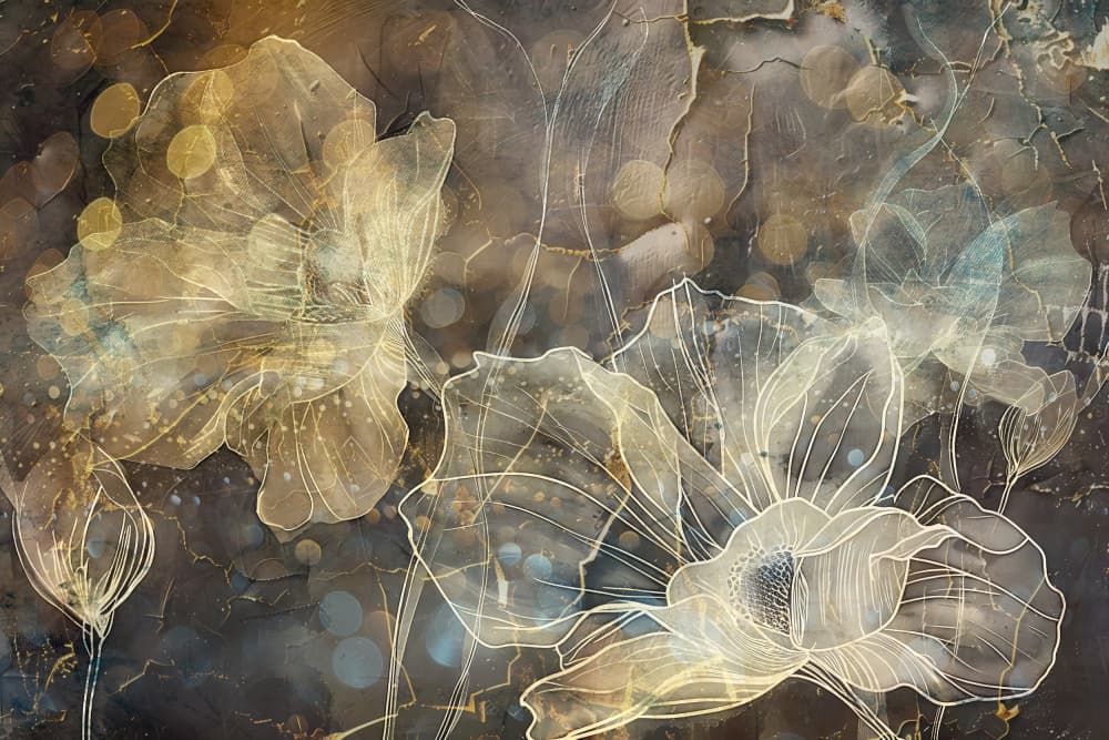 Elegant Gold Flowers by Rafal Kulik — canvas wall art