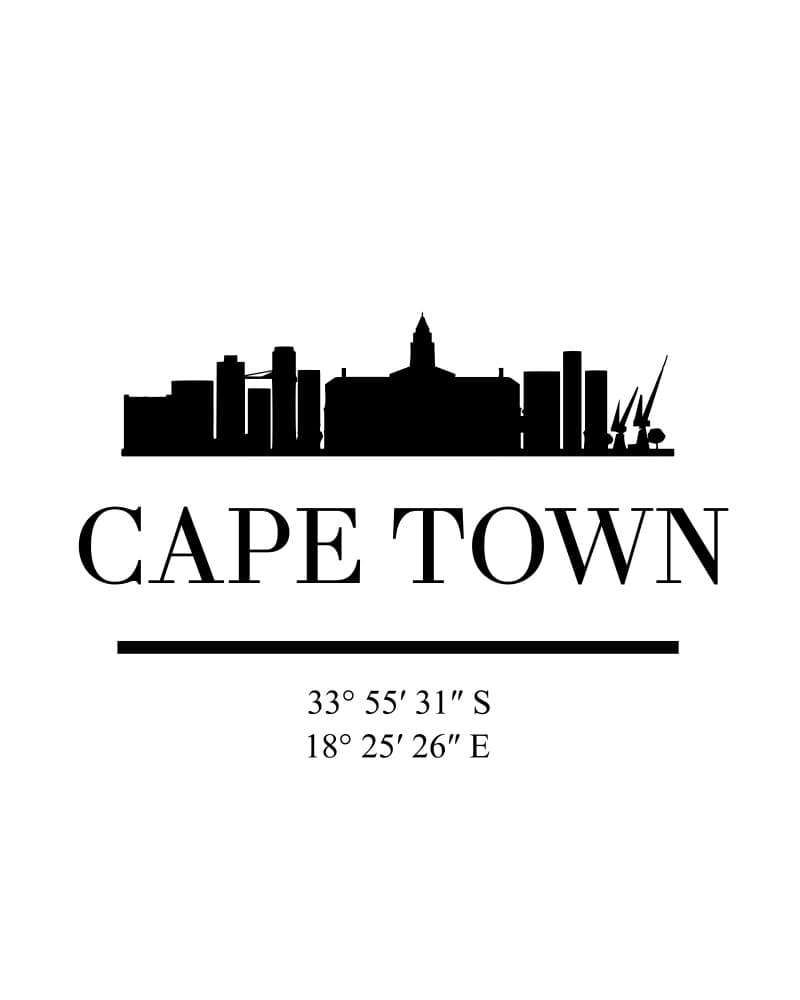 Cape Town Skyline Coordinates by Emiliano Deificus — canvas wall art