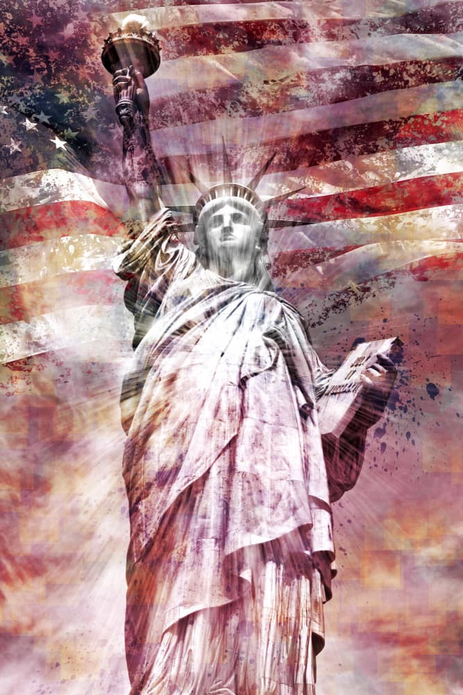 Lady Liberty American Flag by Melanie Viola — canvas wall art