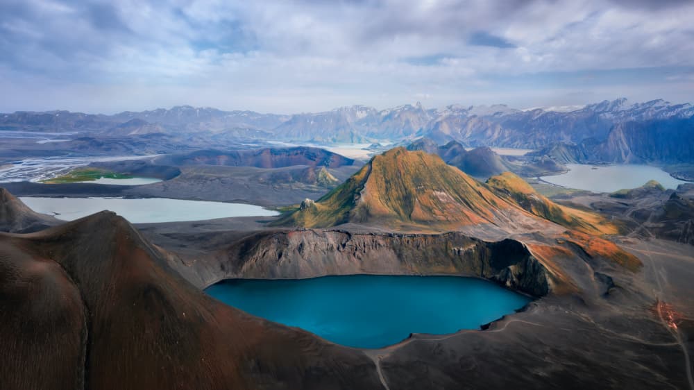 Blue Crater Lake Panorama by Hanping Xiao — canvas wall art
