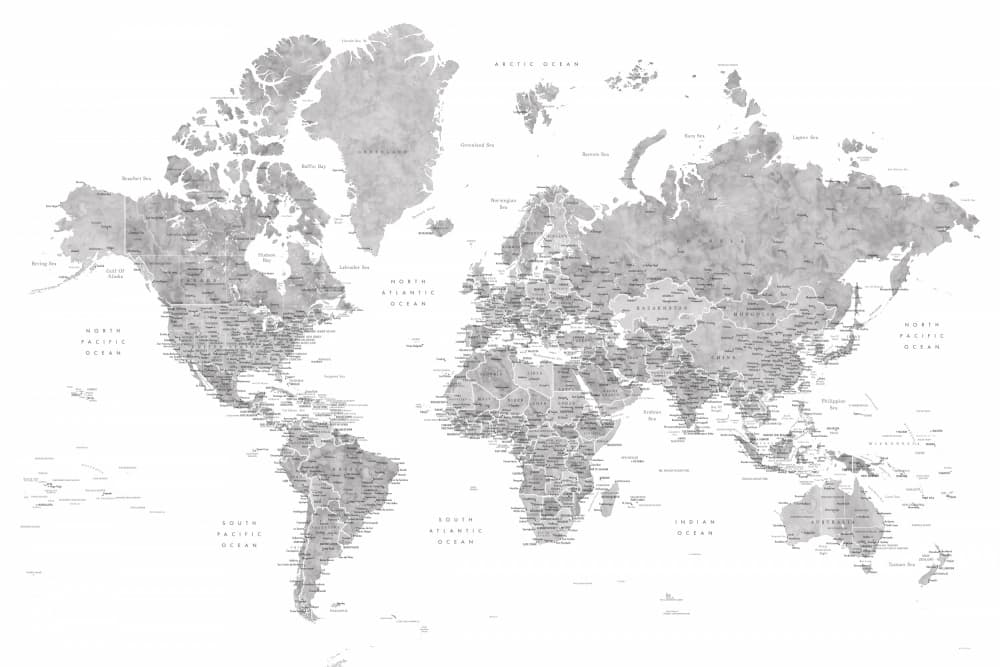 Textured World Map by Rosana Laiz Blursbyai — canvas wall art