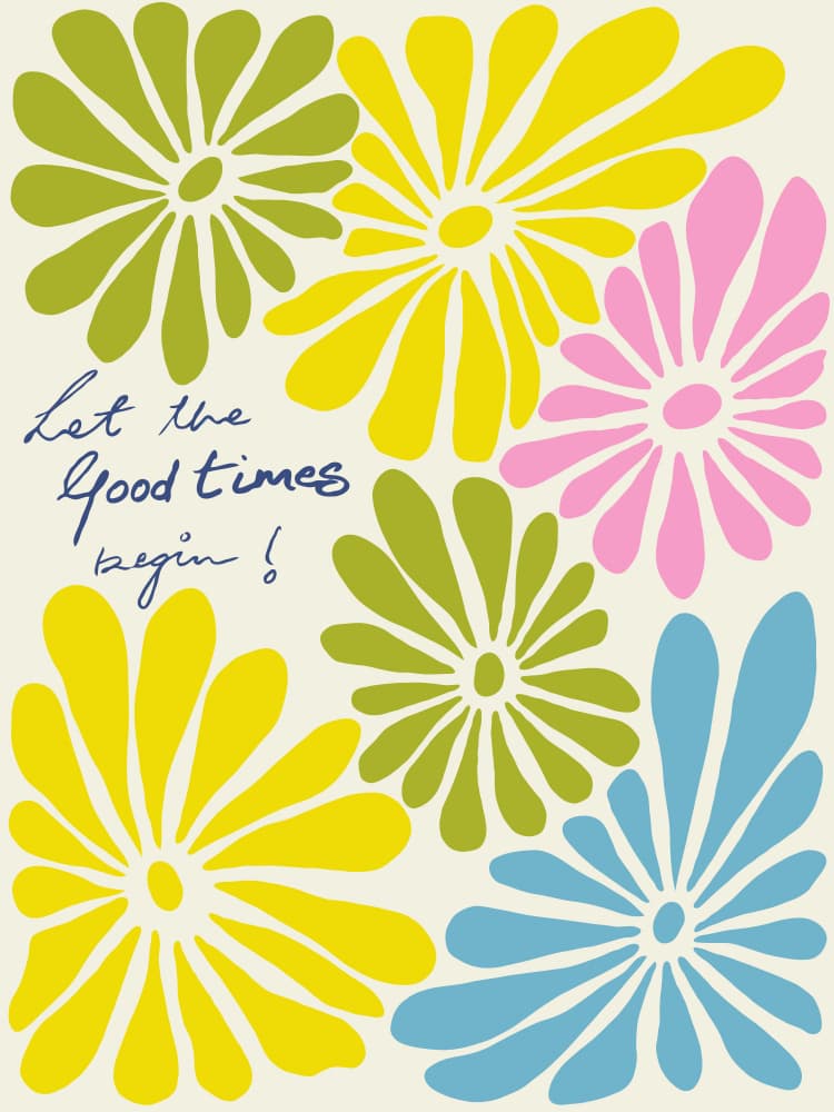Good Times Retro Flowers by Miho Art Studio — canvas wall art