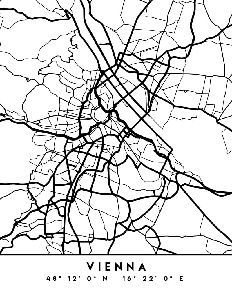 Vienna City Map by Emiliano Deificus — canvas wall art