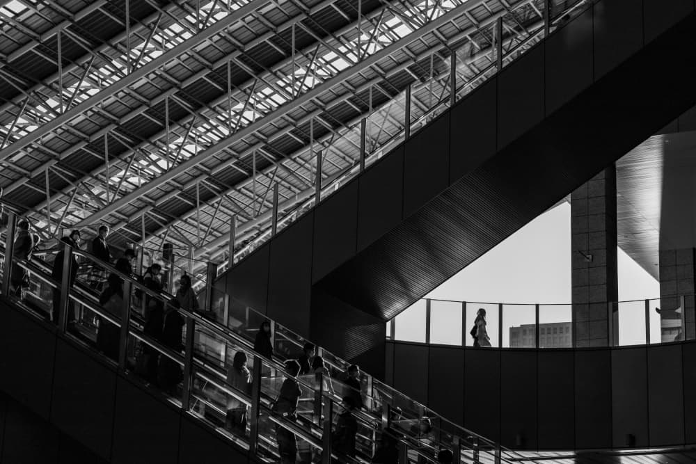 Urban Escalator Silhouettes by Ryoga Otake — canvas wall art