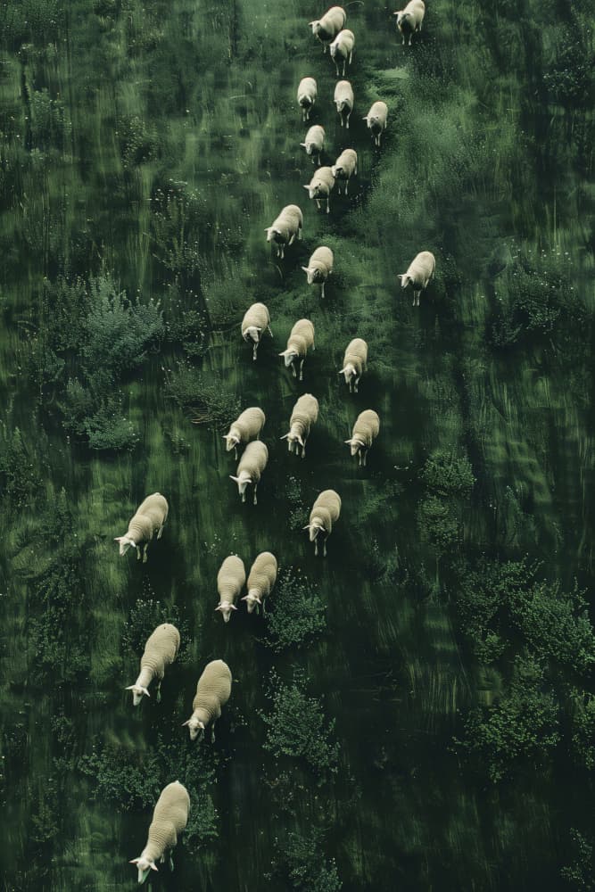 Sheep's Journey Home by Treechild — canvas wall art