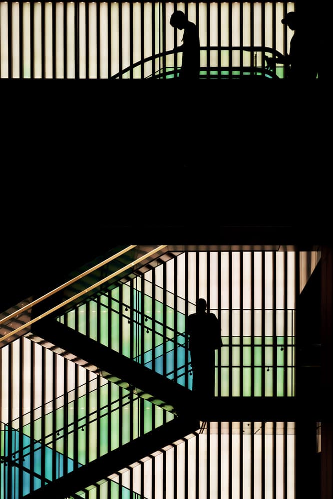 Geometric Staircase Silhouettes by Tomoshi Hara — canvas wall art