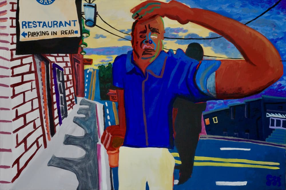 Man On Colorful Street by Steve Spencer — canvas wall art