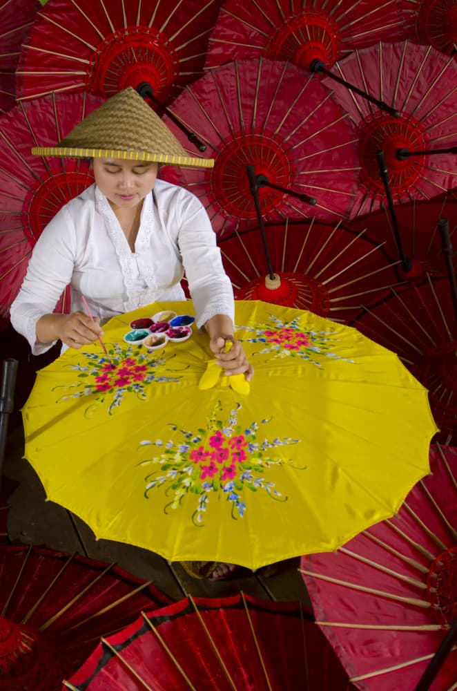 Artisan Painting Floral Umbrella by Rawisyah Aditya — canvas wall art
