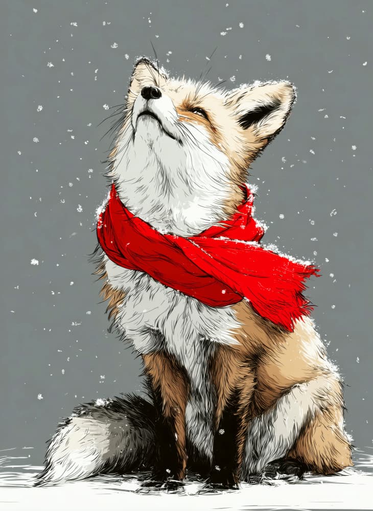 Cozy Winter Fox by Justyna Jaszke — canvas wall art