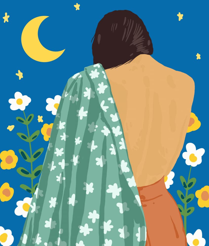 Woman In Moonlit Garden by Uma Gokhale — canvas wall art