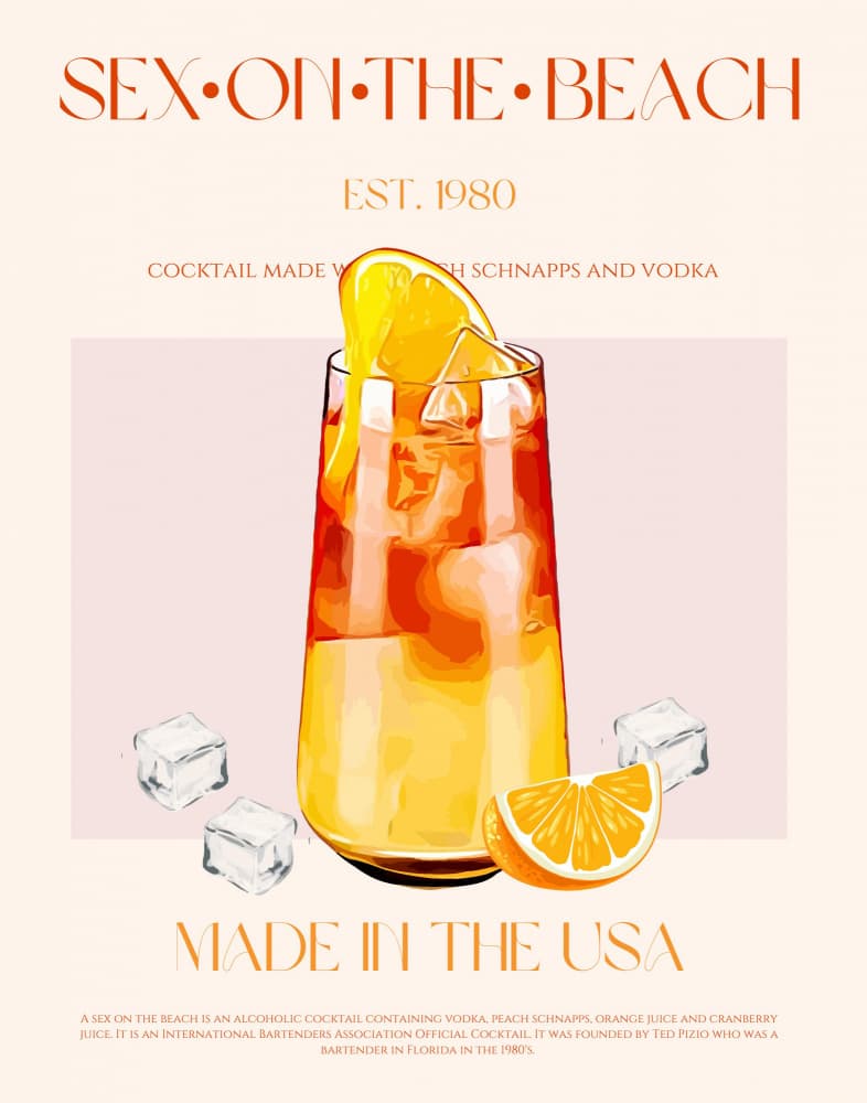 Sex On The Beach Cocktail by Nazma Khokhar — canvas wall art