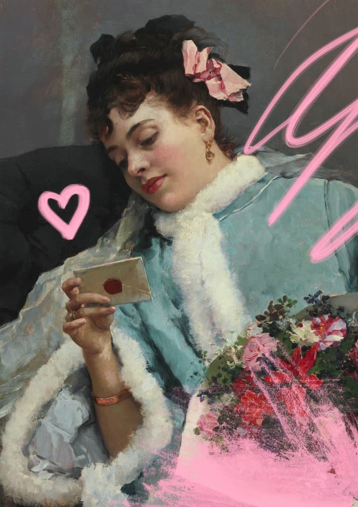 Elegant Lady Reading Letter by Talitha McQueen — canvas wall art