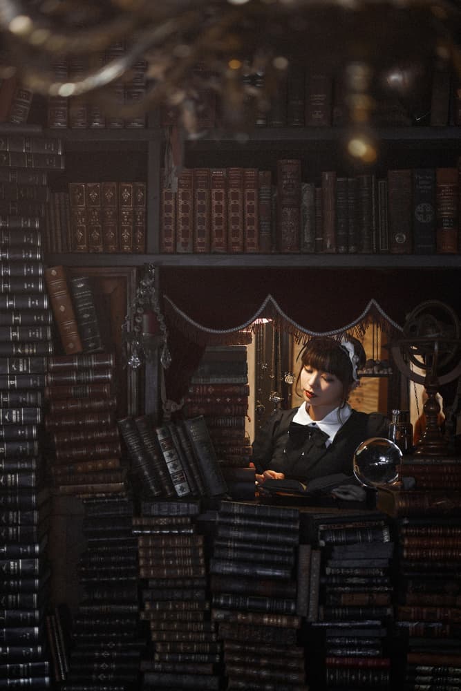 Mysterious Library Woman by Yasuhiro Ujiie — canvas wall art
