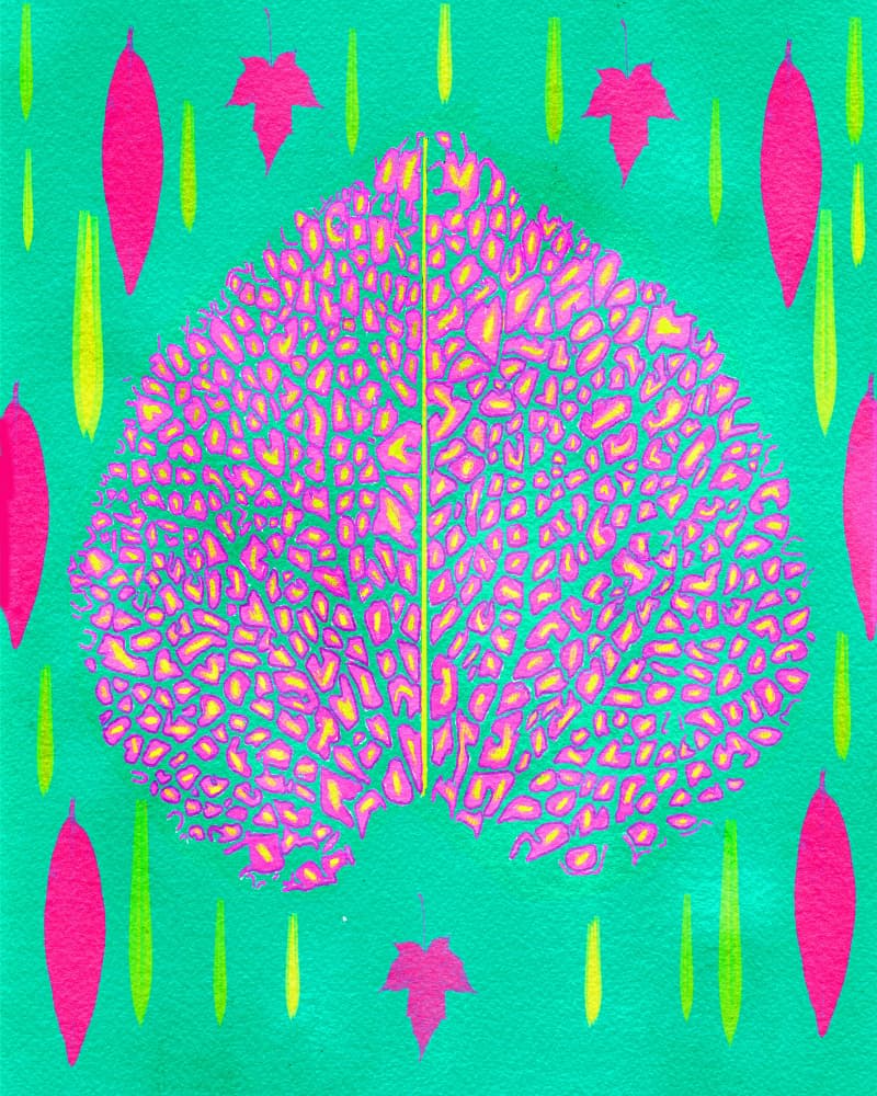 Neon Botanical Leaf by giovanna nicolo — canvas wall art