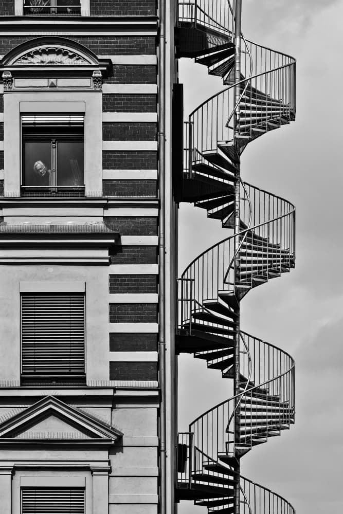 Urban Spiral Staircase by Christian Müller — canvas wall art