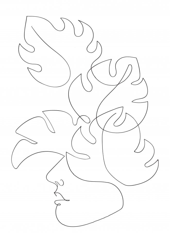 One Line Tropical Face by Pictufy Studio II — canvas wall art
