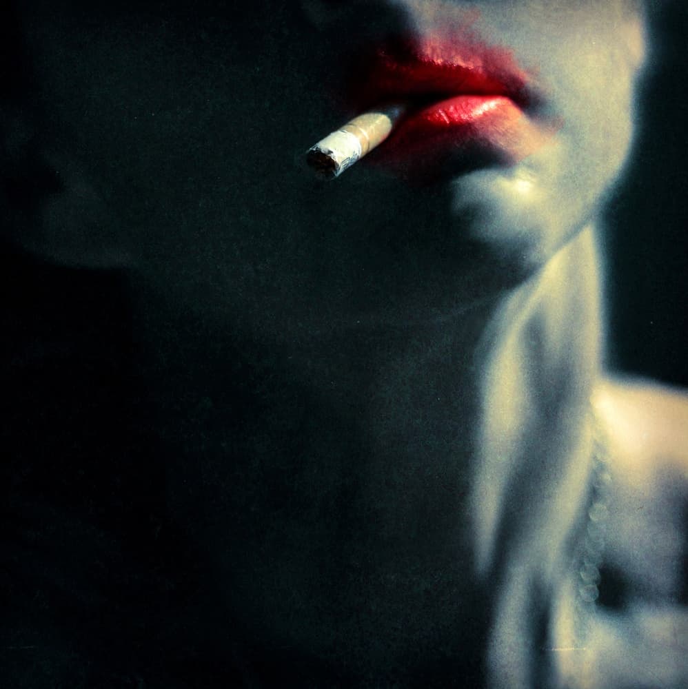 Smoky Red Lips by Gaby Grohovaz — canvas wall art