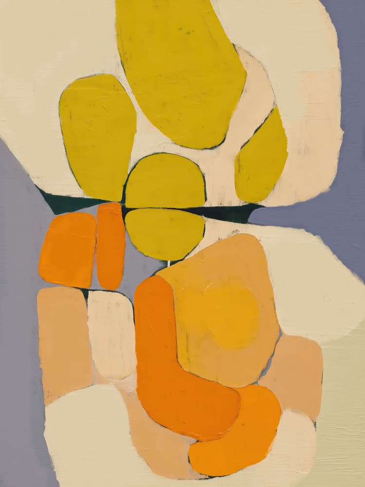 Yellow Orange Abstract Shapes by Nadjaa — canvas wall art