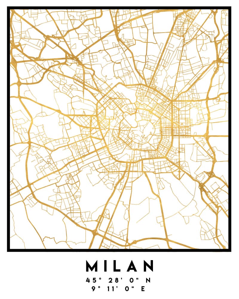 Milan Gold City Map by Emiliano Deificus — canvas wall art