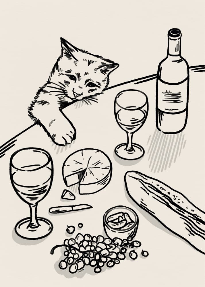 Curious Kitten Table by Tara Royle — canvas wall art
