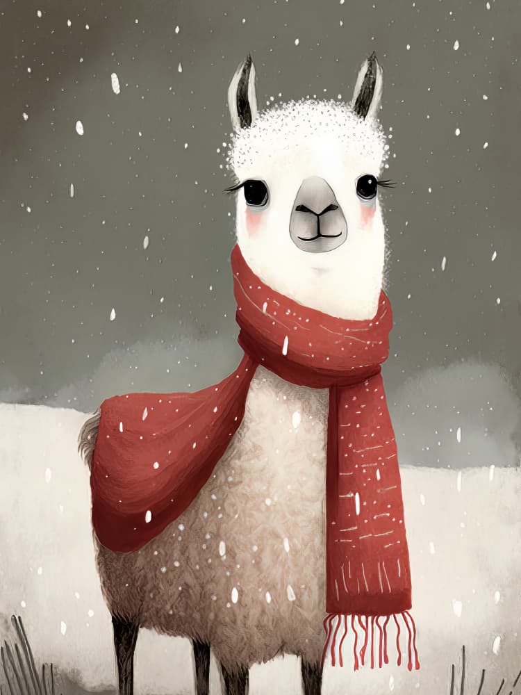 Cozy Winter Llama by Bilge Paksoylu — canvas wall art