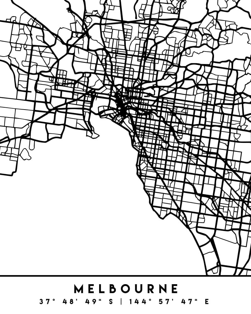 Melbourne City Map by Emiliano Deificus — canvas wall art