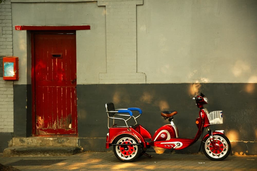 Red Scooter Door by Jacek Stefan — canvas wall art