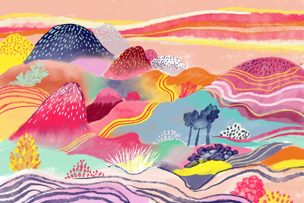 Vibrant Dreamscape Hills by uta krogmann — canvas wall art