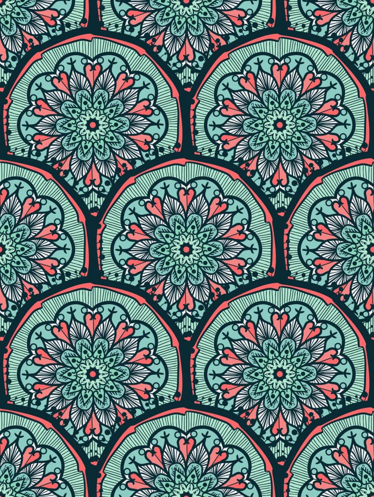 Ornate Teal Coral Mandalas by Marika Barsrsind — canvas wall art
