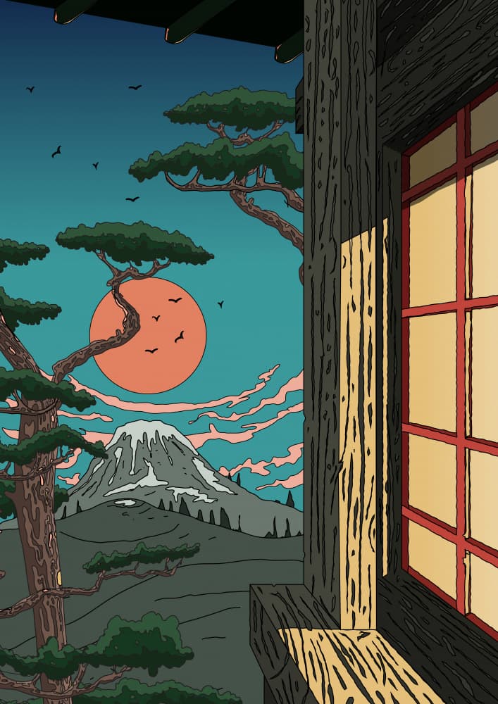 Japanese Mountain Serenity by Nicholas — canvas wall art
