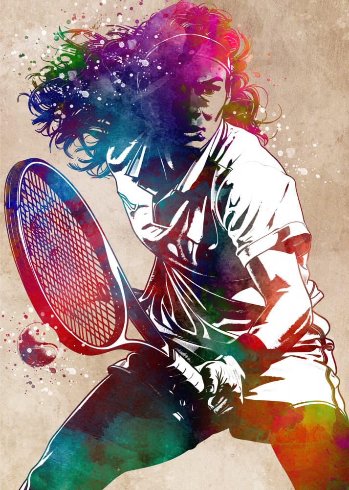 Energetic Tennis Player by Justyna Jaszke — canvas wall art