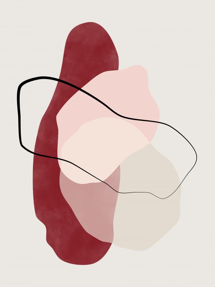 Red Blush Organic Forms by Elena Ristova — canvas wall art