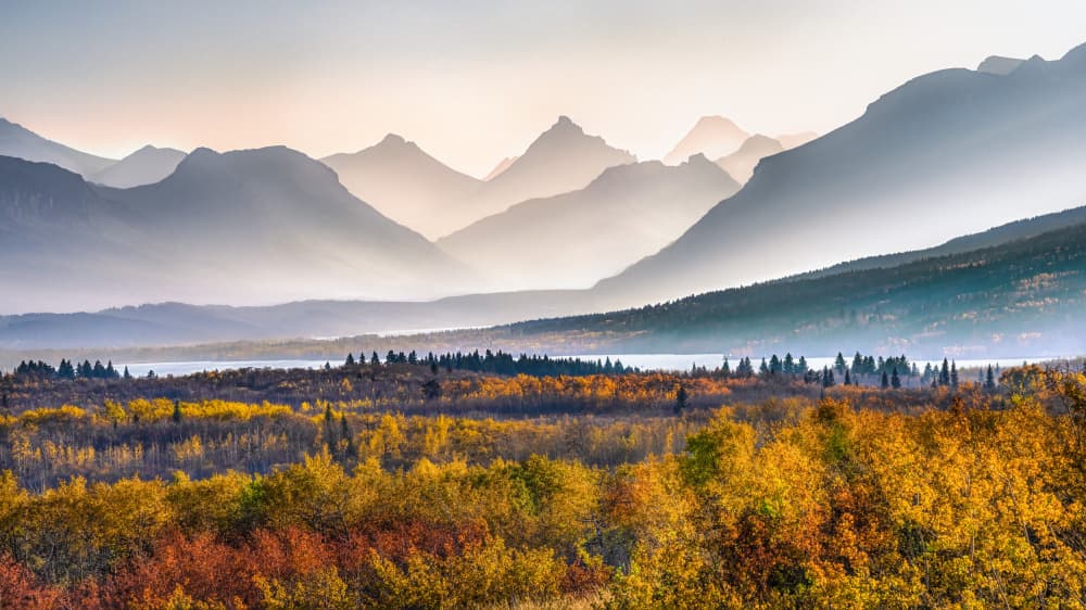 Serene Autumn Mountains by Ti Wang — canvas wall art