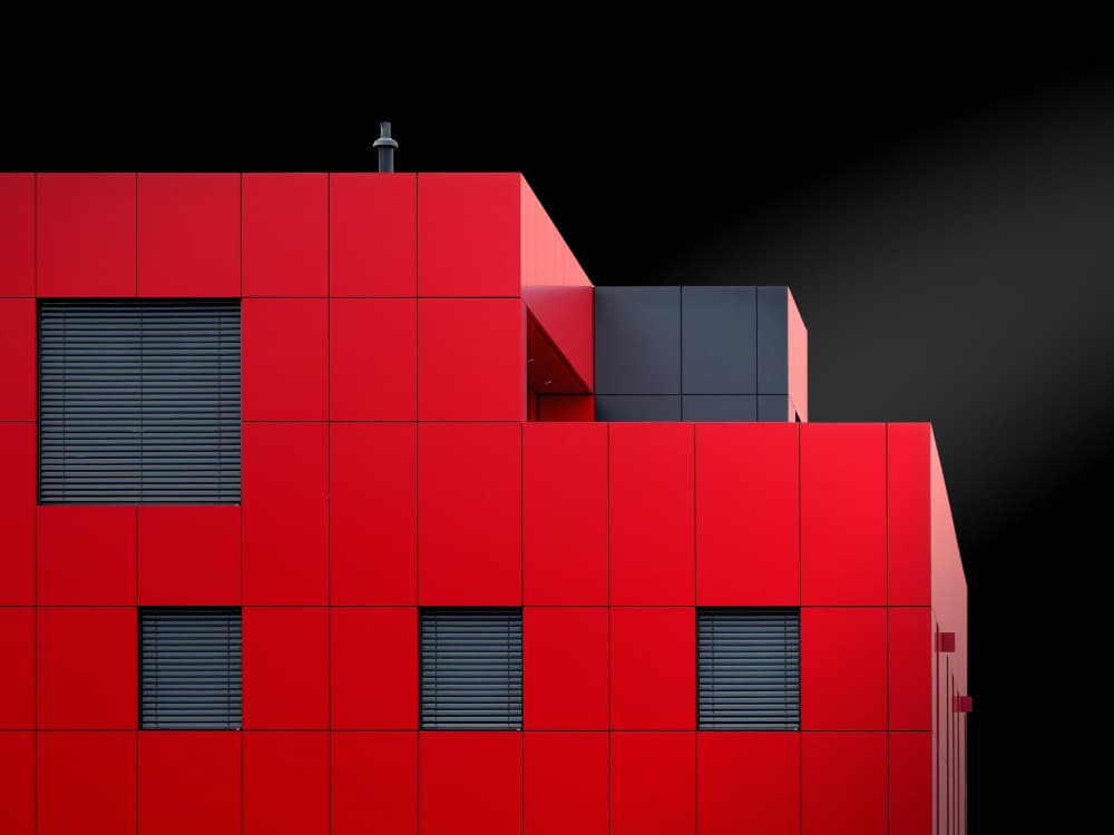 Modern Red Facade by Karin Kilb — canvas wall art
