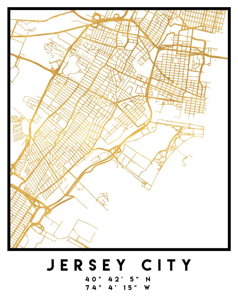 Jersey City Gold Map by Emiliano Deificus — canvas wall art