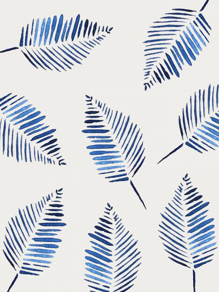 Watercolor Blue Leaves by Elizabeth C — canvas wall art