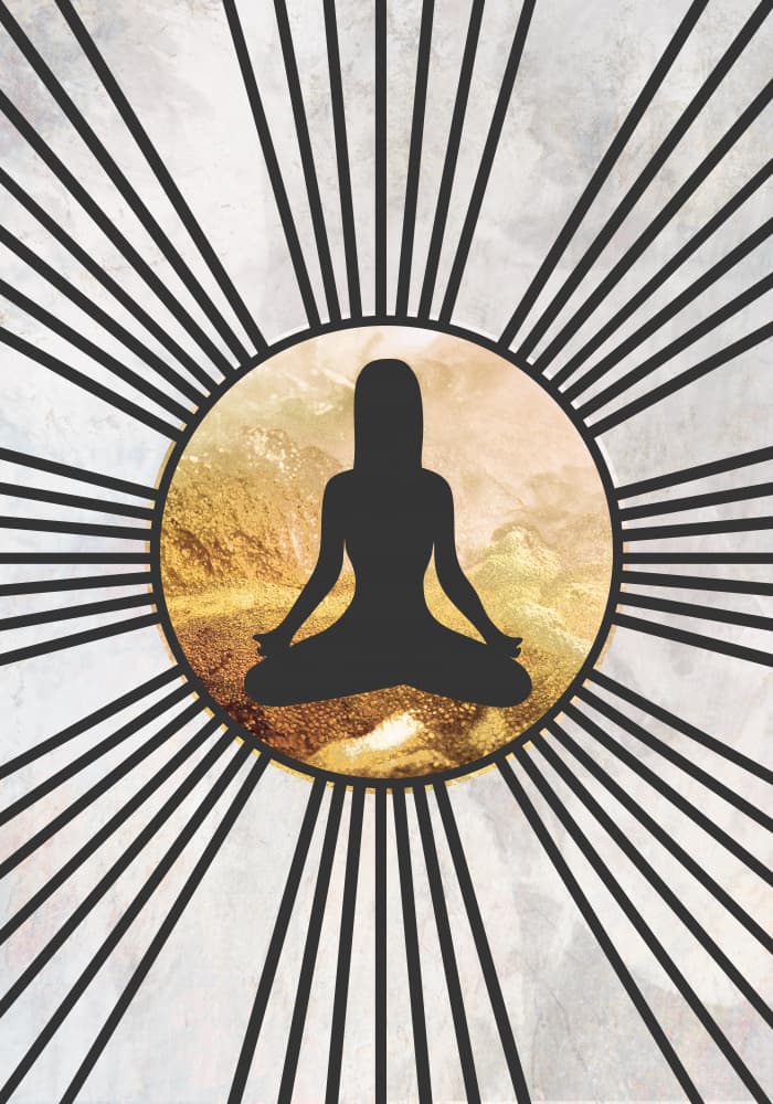 Golden Zen Meditation Silhouette by Sarah Manovski — canvas wall art