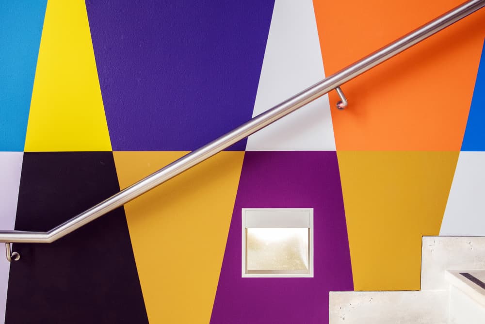 Colorful Geometric Staircase by Linda Wride — canvas wall art