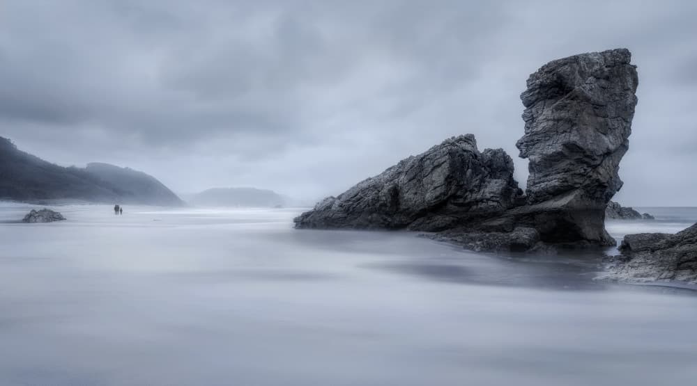 Misty Coastal Rocks by Fran Osuna — canvas wall art