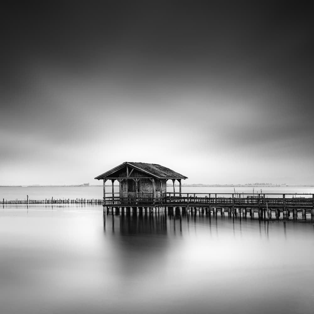 Serene Pier Hut by George Digalakis — canvas wall art