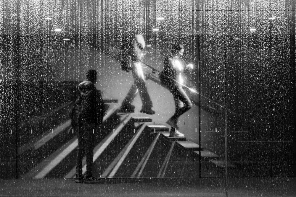 Digital Rain Staircase by Olga Varlakova — canvas wall art