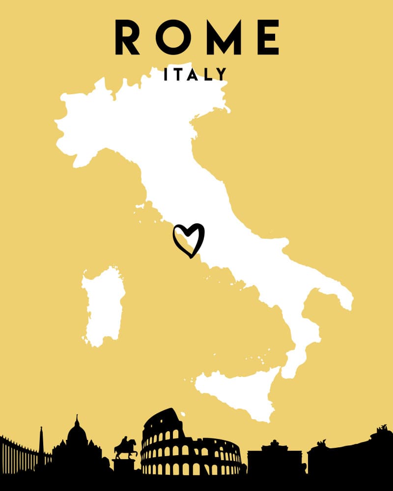 Rome Italy Map Skyline by Emiliano Deificus — canvas wall art