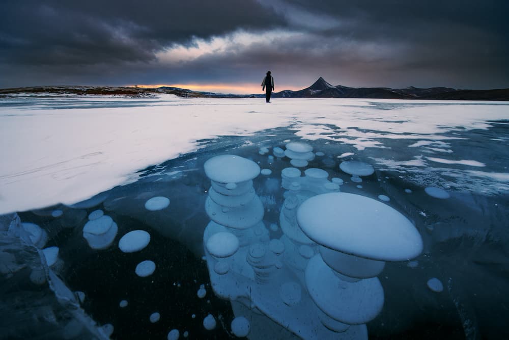 Frozen Lake Ice Bubbles by Bingo Z — canvas wall art