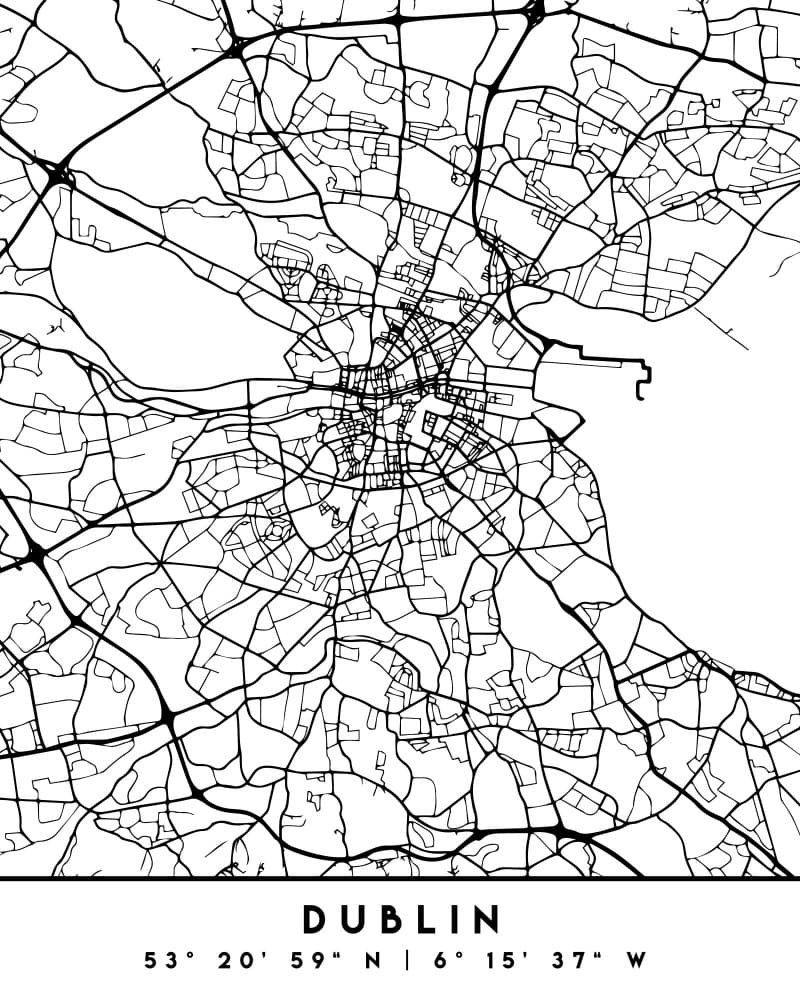 Geometric Dublin Map by Emiliano Deificus — canvas wall art