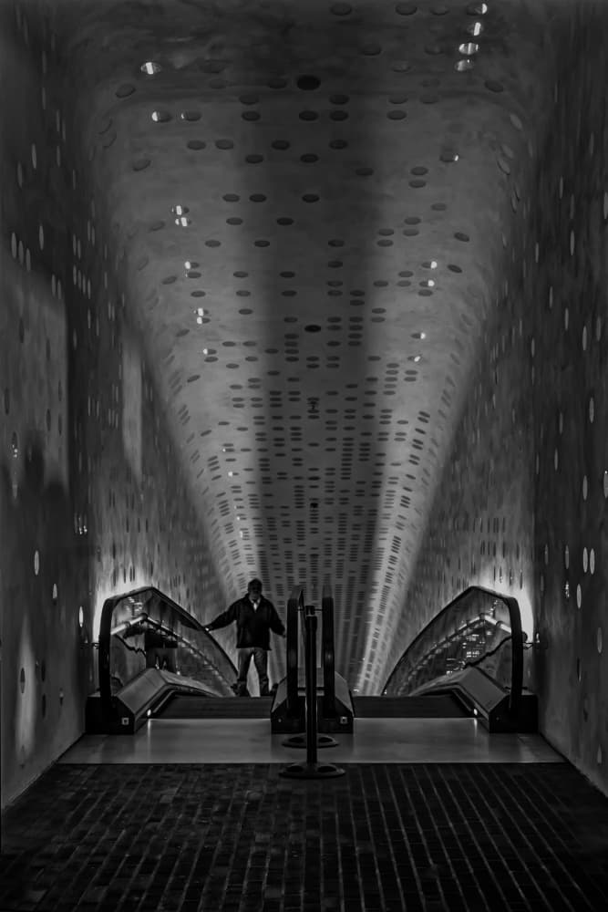 Dramatic Escalator Passage by Urs Zimmermann — canvas wall art