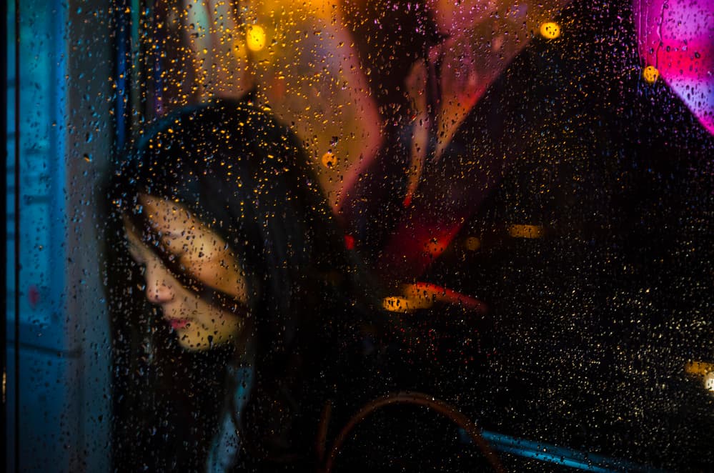 Woman Rainy City Night by Carlo Tonti — canvas wall art