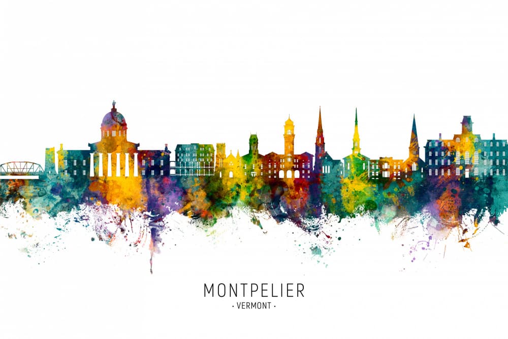 Vibrant Montpelier Cityscape by Michael Tompsett — canvas wall art