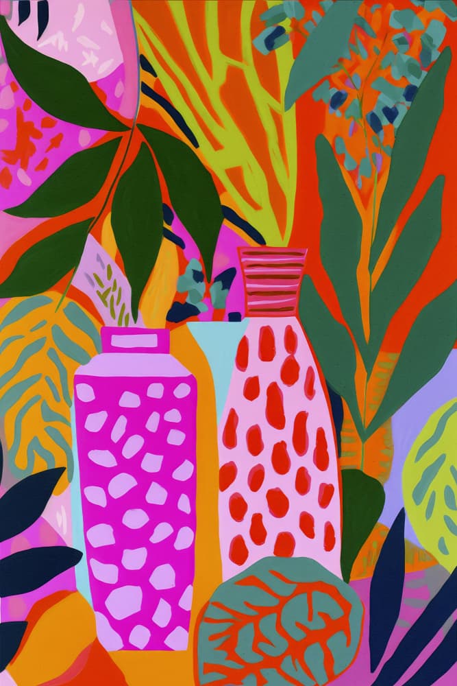 Vivid Vase Jungle by Treechild — canvas wall art