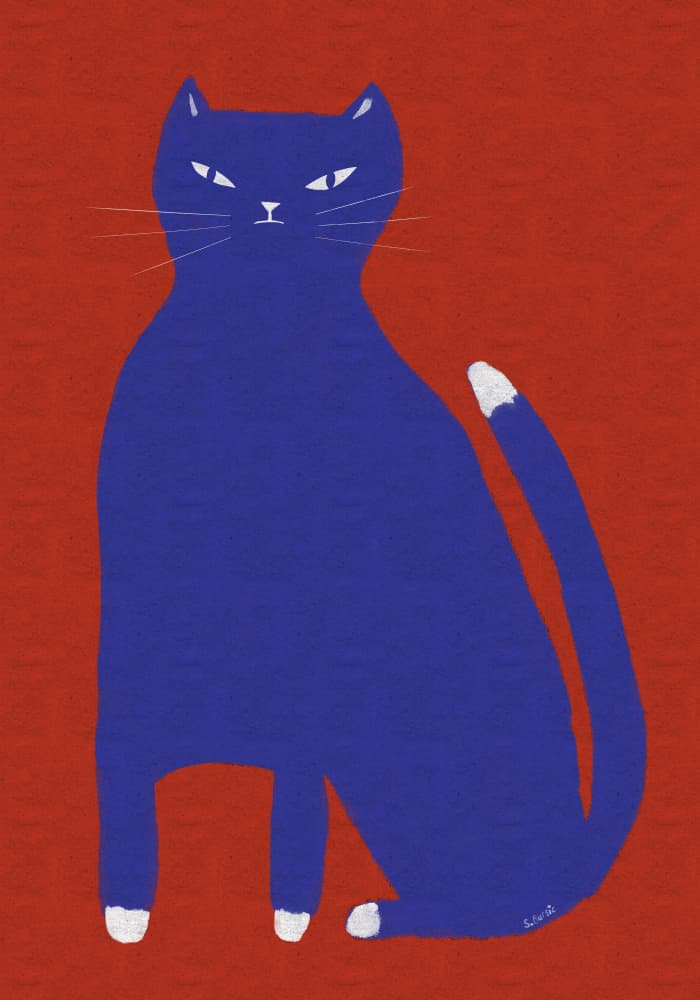 Blue Sitting Cat by Sharyn Bursic — canvas wall art